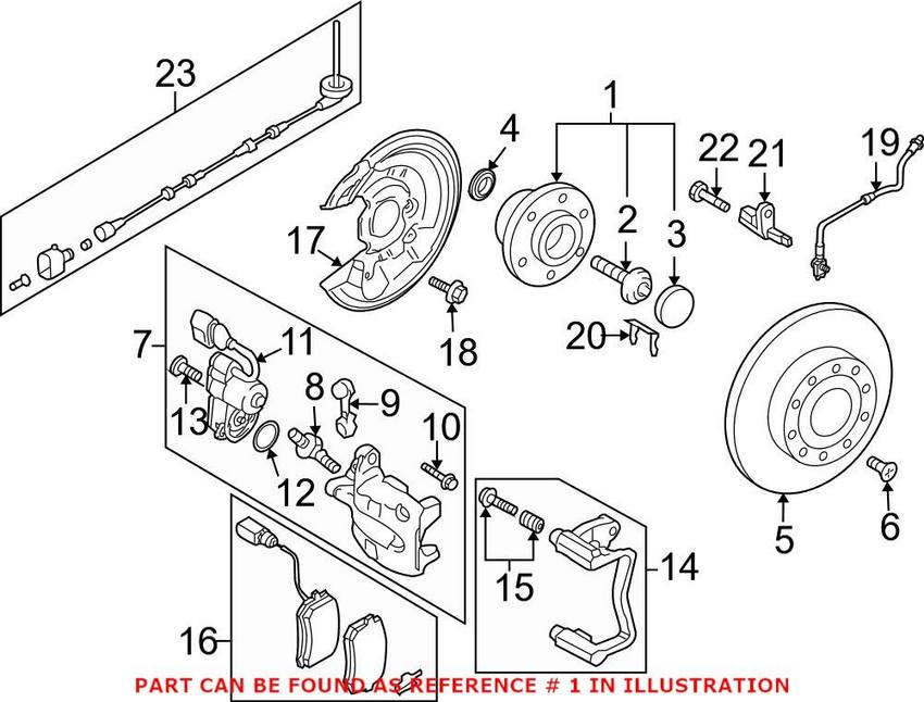 VW Wheel Bearing and Hub Assembly - Rear 5QF598611